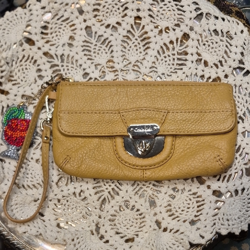 Calvin Klein Tan Leather Wristlet